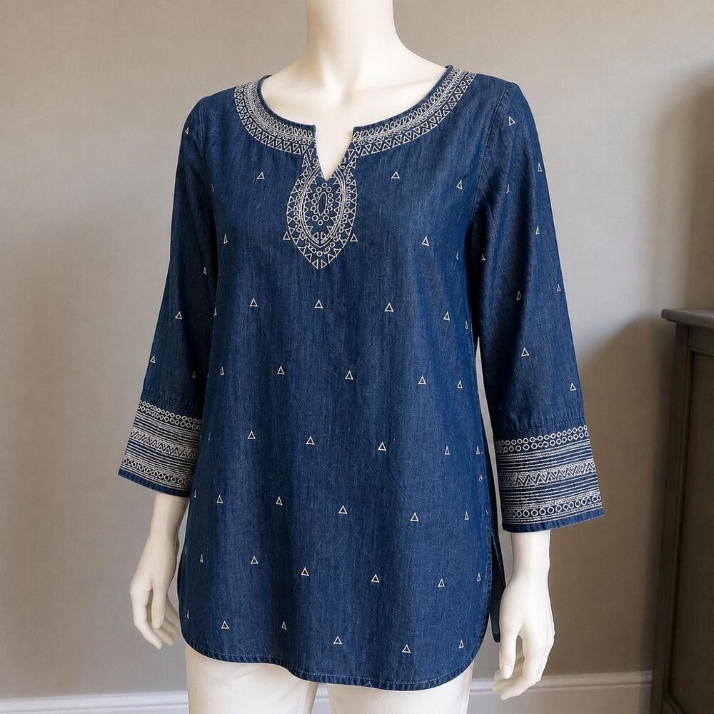 Nic-zoe Women's Blue and Navy Blouse - Picture 2 of 5